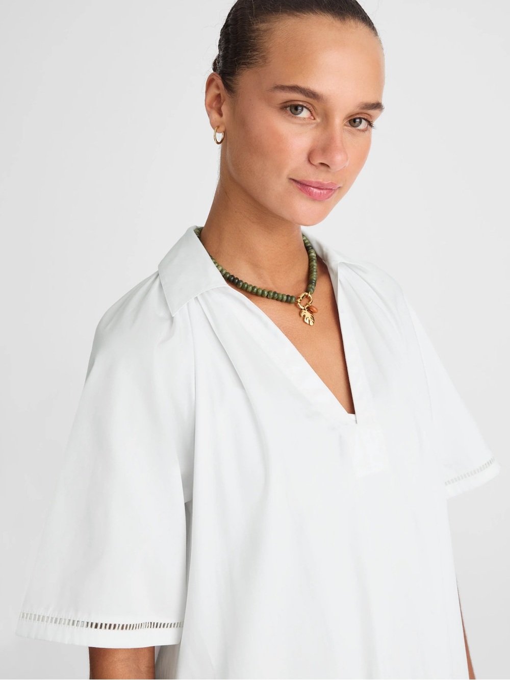 Madewell NWT Poplin Splitneck Midi Shirtdress Size Small in White - Picture 3 of 16